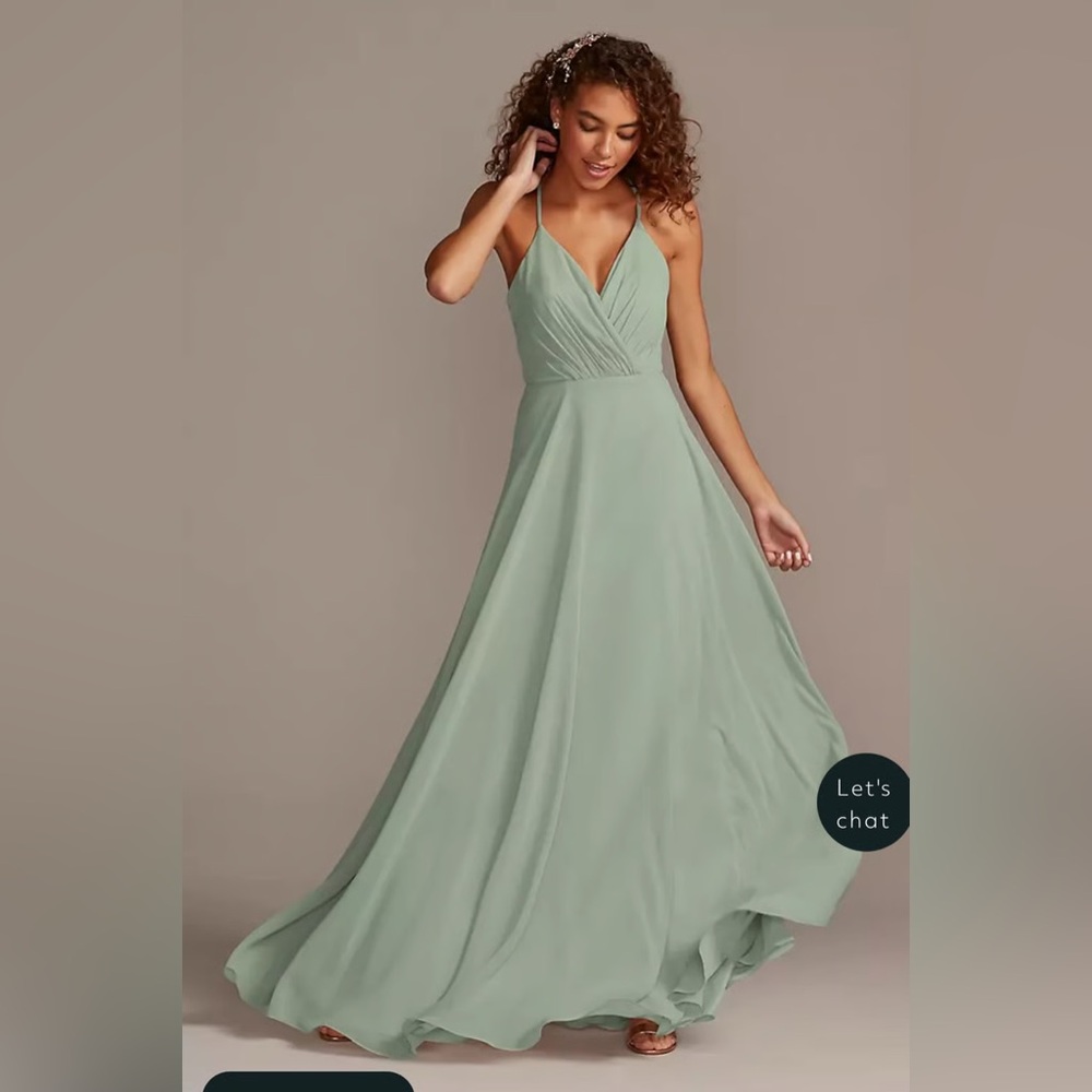 Birdy Grey Kaia Chiffon Bridesmaid Dress in the color Sage. Size medium
